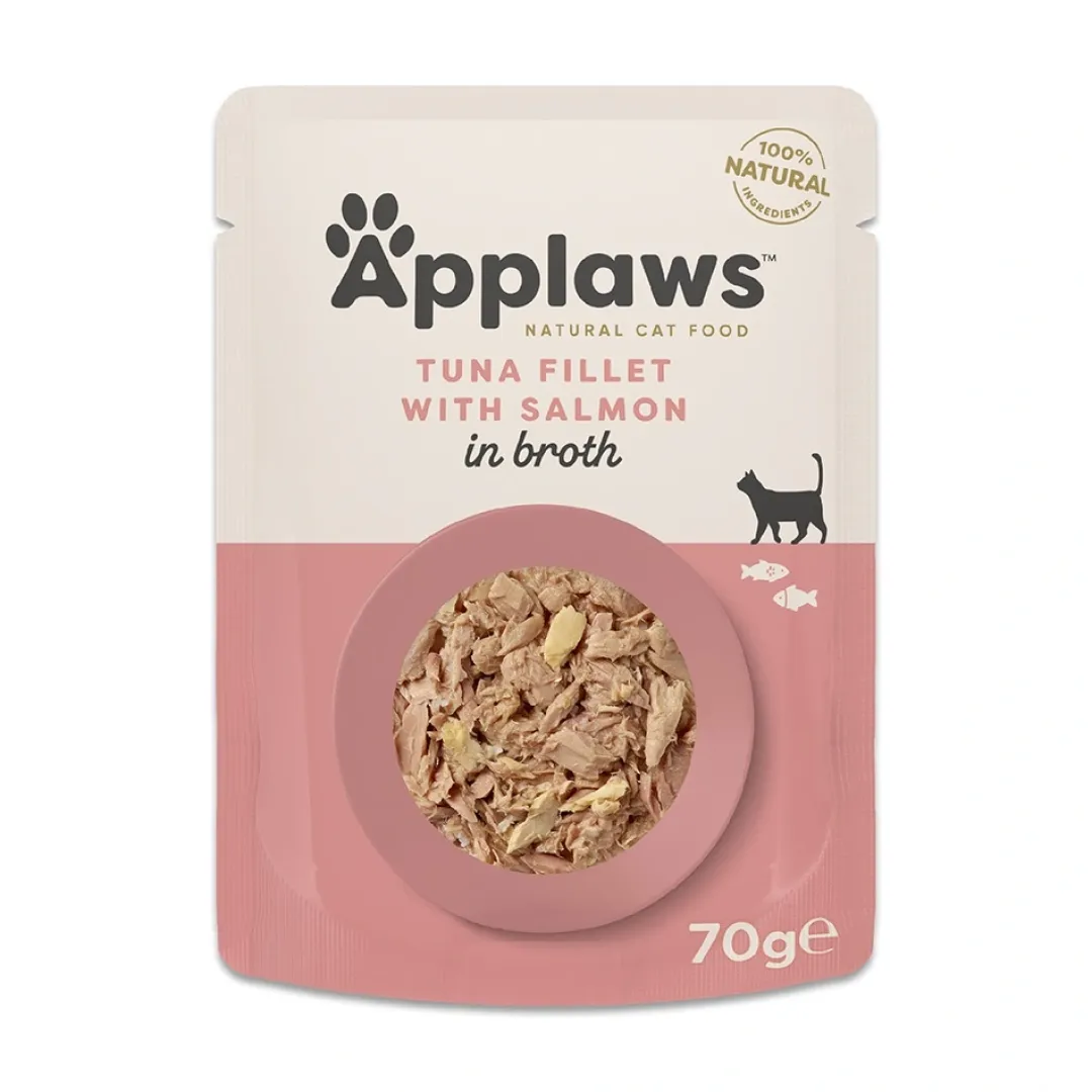 Applaws Hund & Katte mad Applaws Kattevådmad Tun og laks i bouillon 70 g