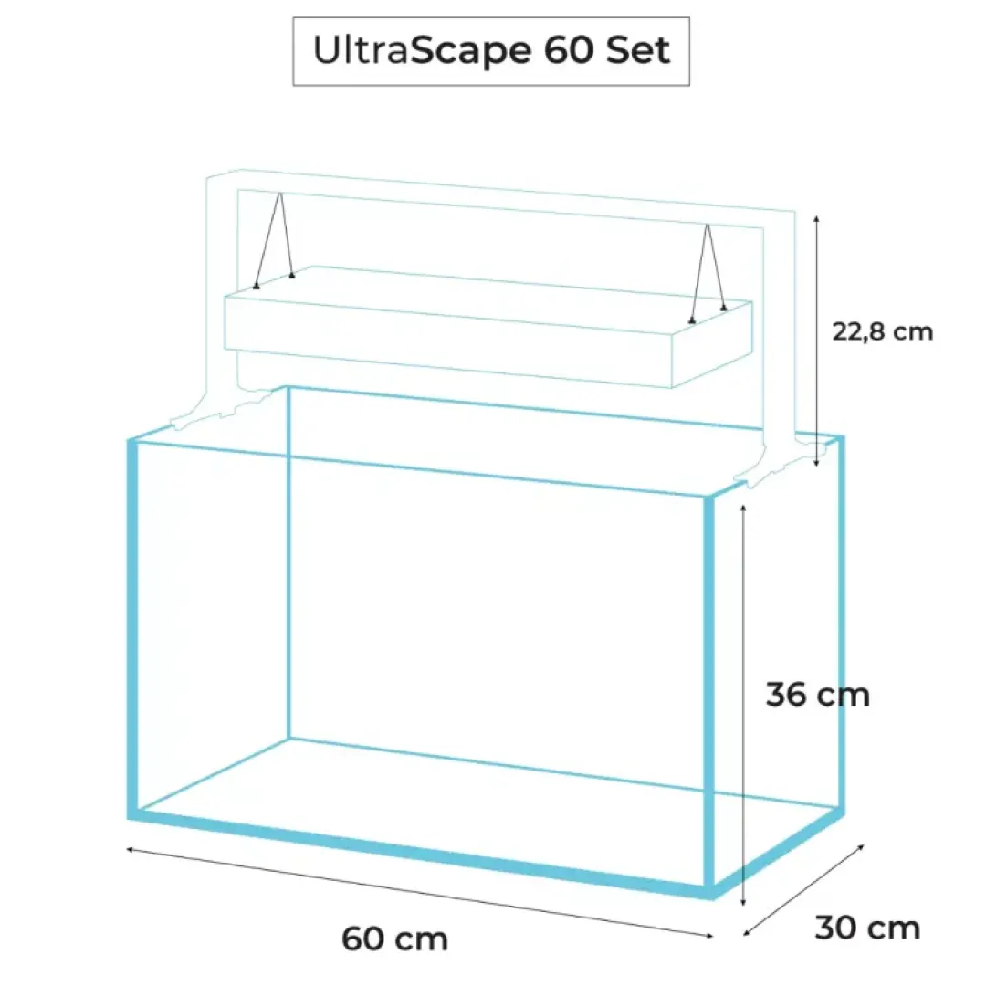 Aquael Akvarie og Lampe Ultra Scape 60 Snow