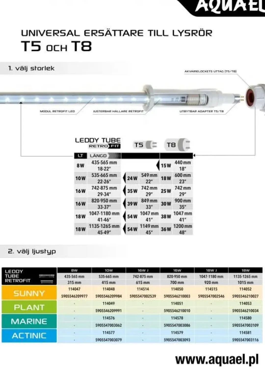 Aquael Leddy Tube 14W D&N 2.0 Plant