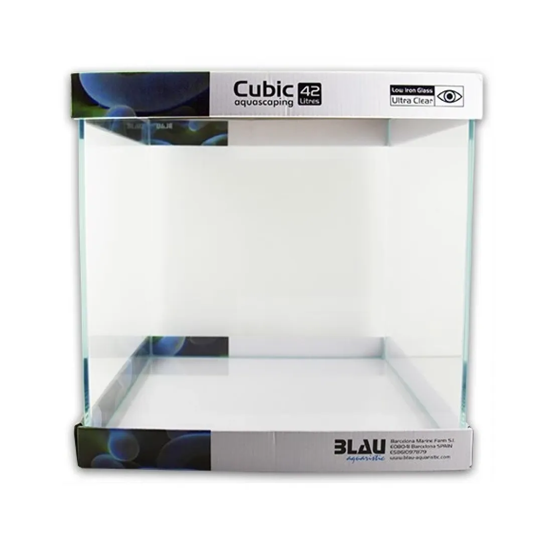 Blau - Aquaristic Blau Cubic Akvarium Aquascaping 42 L Optiwhite glas (35X35X35)