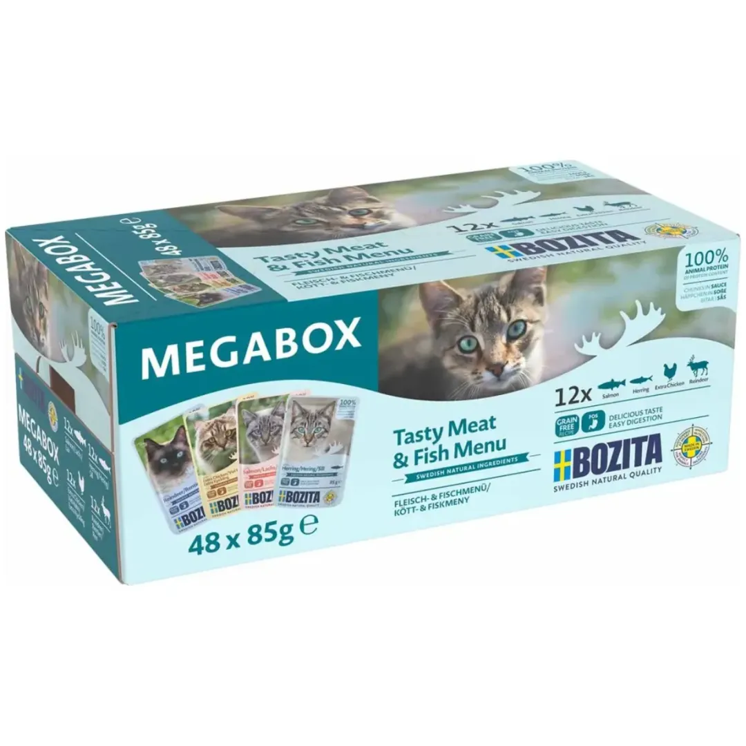 Bozita - Swedish natural quality Bozita Feline breve Megabox 48x85 g - vådfoder til kat - 12 POSER GRATIS