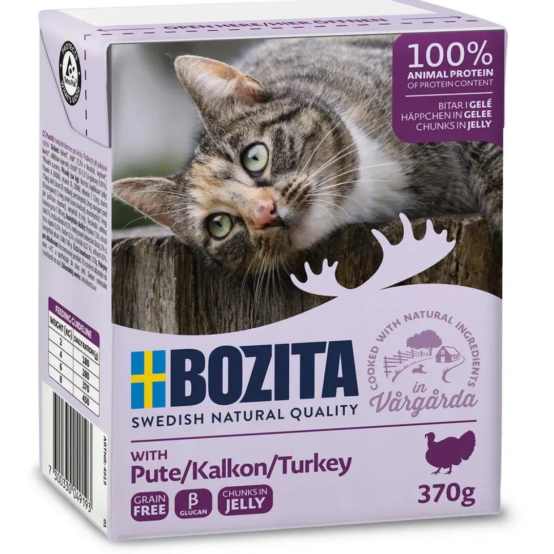 Bozita - Swedish natural quality Bozita Kattefoder Bidder i Gele med Kalkun 370 gram