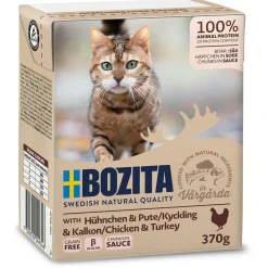 Bozita - Swedish natural quality Bozita Kattefoder Bidder i Sovs med Kylling og Kalkun 370 gram