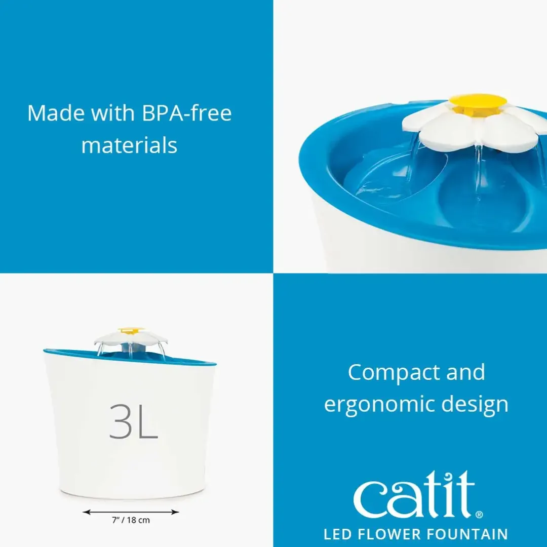 Catit Senses 2.0 Flower Fountain (drikkeautomat) 3 L med LED
