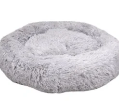 Flamingo Cushion Krems fluffy rund hundeseng medium lysegrå