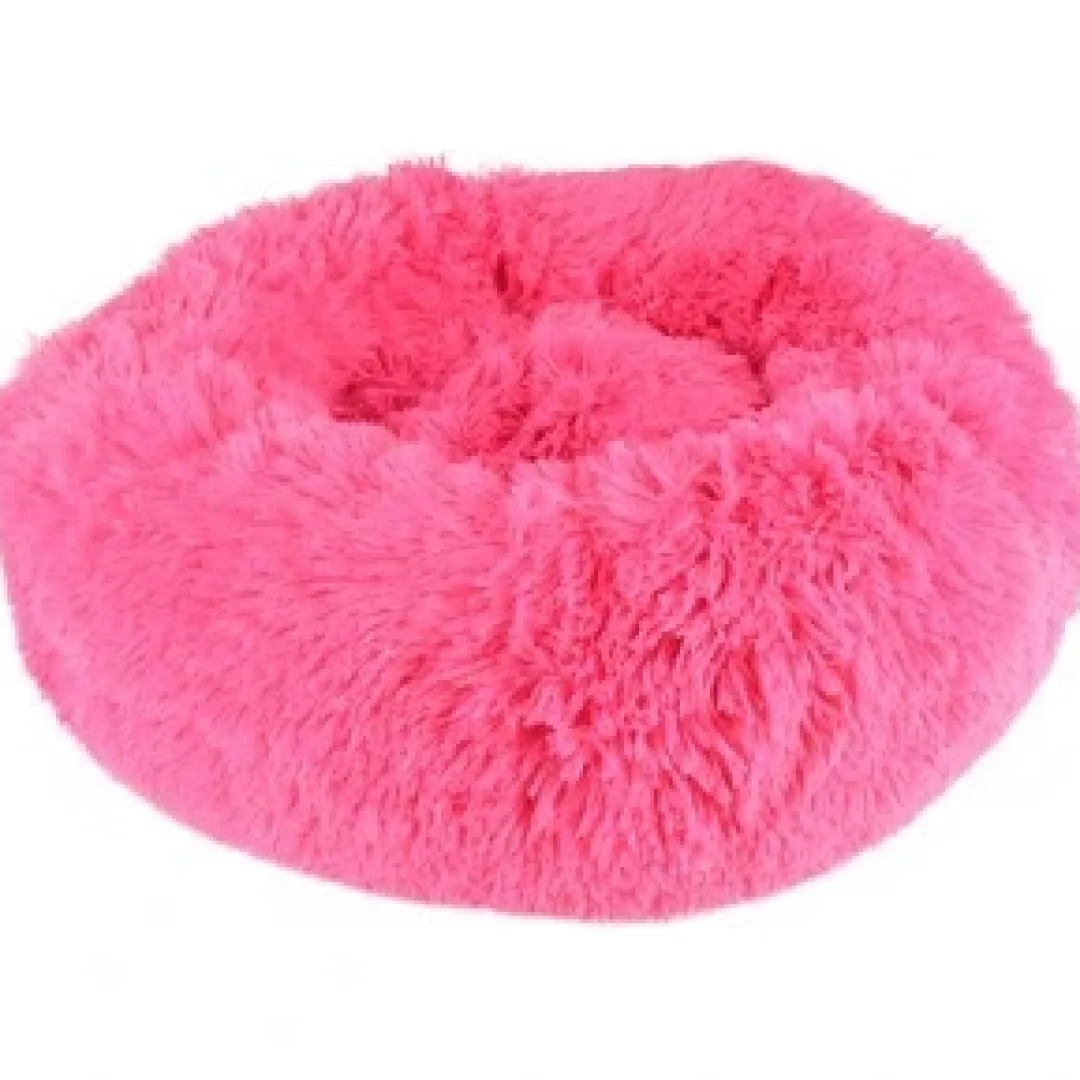 Flamingo Cushion Krems fluffy rund hundeseng small Pink
