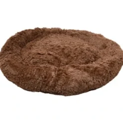 Flamingo Cushion Krems fluffy rund hundeseng large mørkebrun