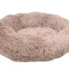 Flamingo Cushion Krems fluffy rund hundeseng small lysebrun