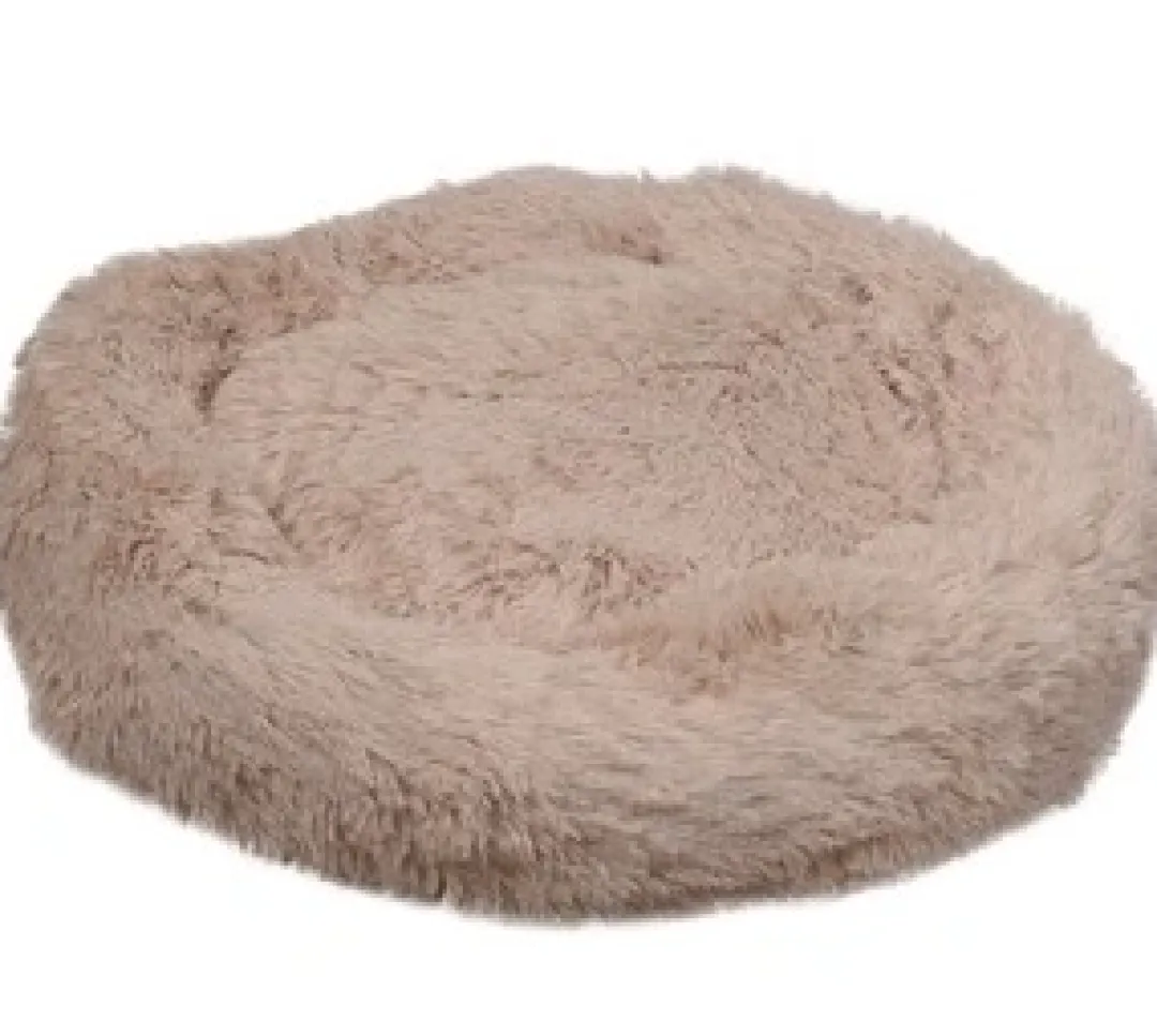 Flamingo Cushion Krems fluffy rund hundeseng medium beige