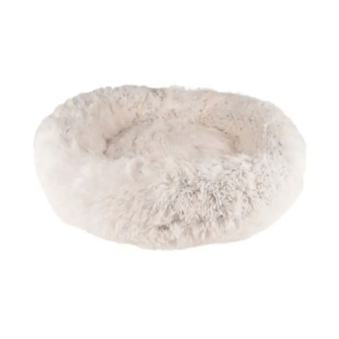 Flamingo Cushion Krems fluffy rund hundeseng medium hvid