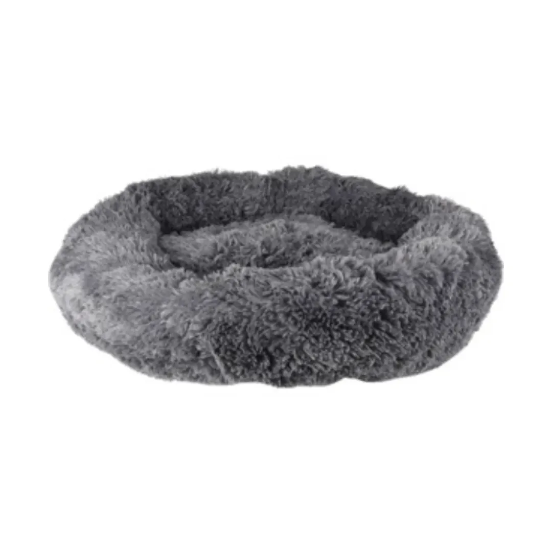 Flamingo Cushion Krems fluffy rund hundeseng medium grå