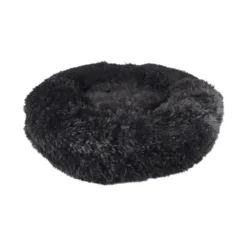 Flamingo Cushion Krems fluffy rund hundeseng medium sort