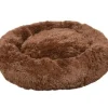 Flamingo Cushion Krems fluffy rund hundeseng medium mørkebrun
