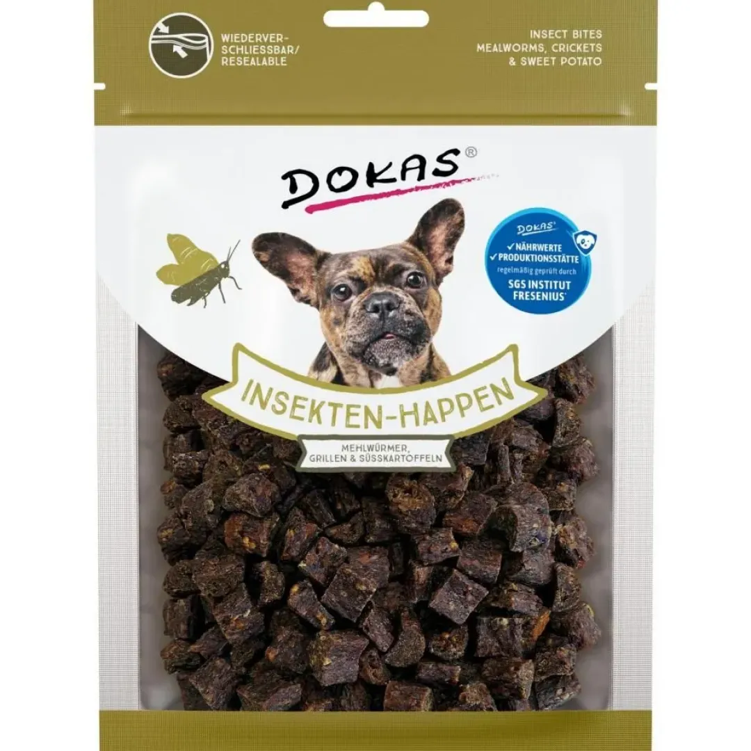 Dokas Premium Hunde og Kattesnacks Dokas Insektgodbidder og Sød kartoffel 100 g - bæredygtige hundesnacks