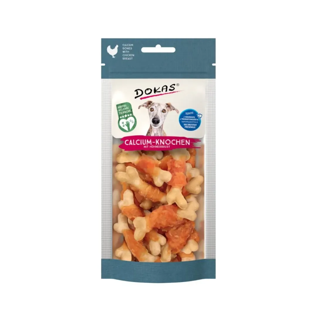 Dokas Premium Hunde og Kattesnacks Dokas Kalciumben med kyllingebryst 75 g