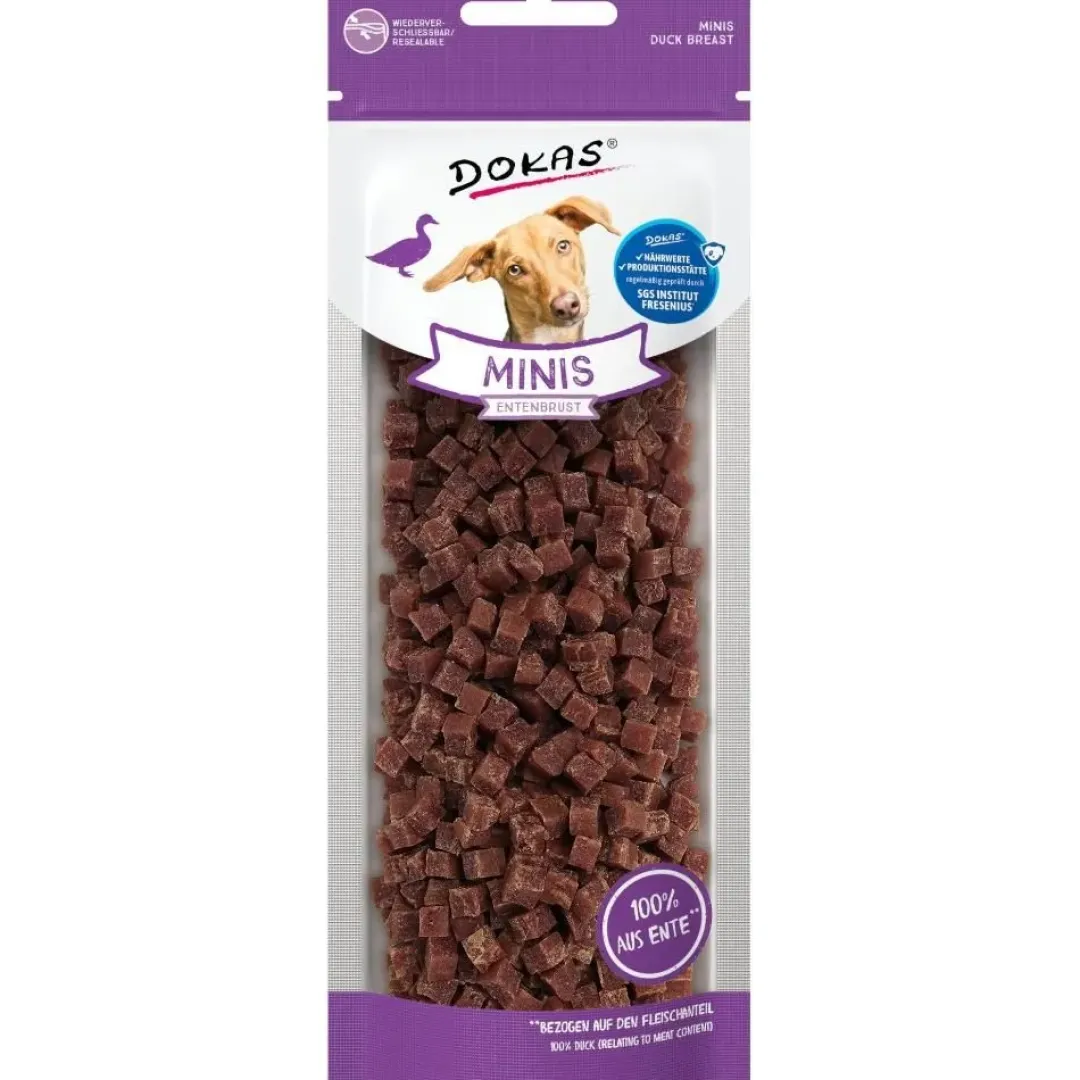 Dokas Premium Hunde og Kattesnacks Dokas Minis andebryst 70 g - små hundesnacks af and