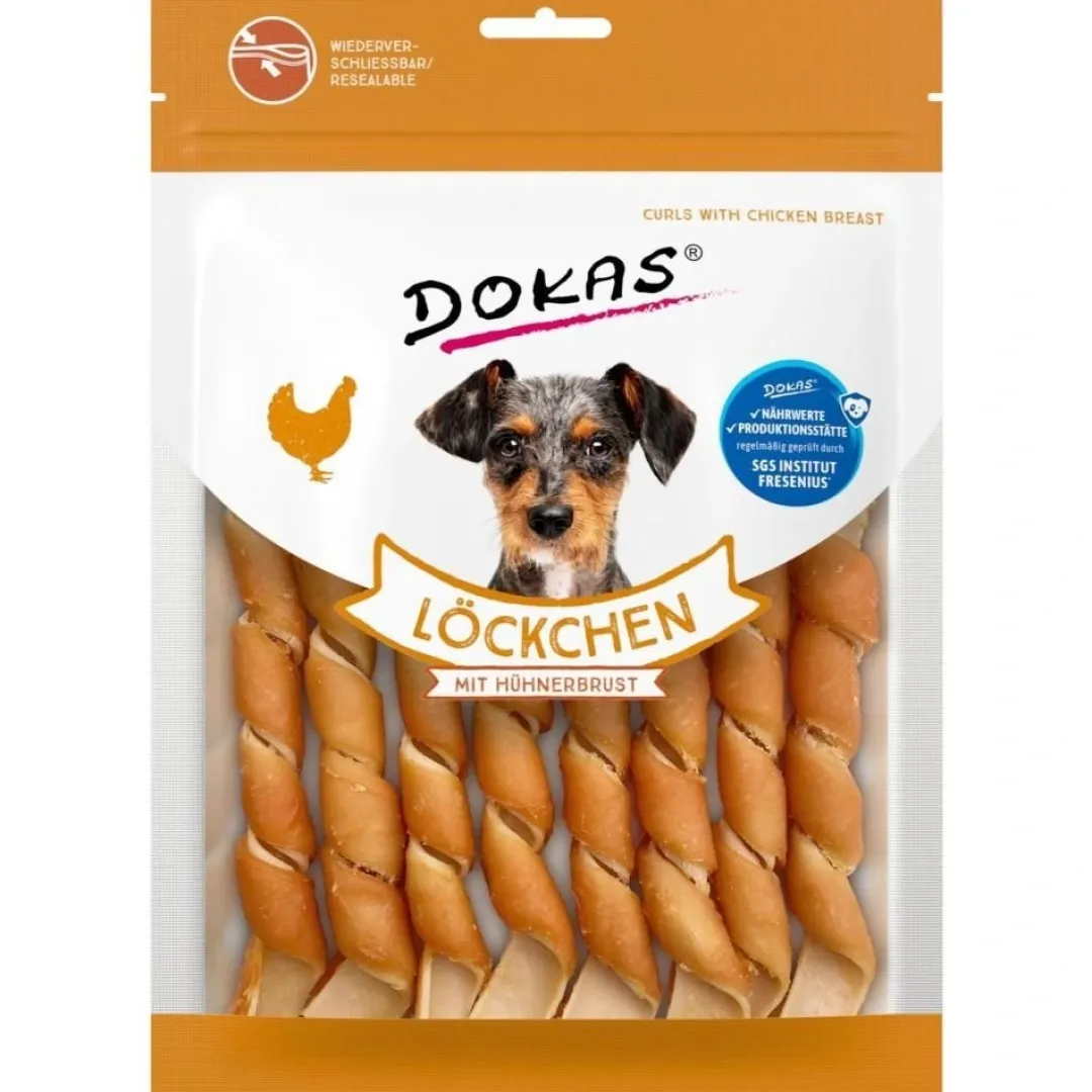 Dokas Premium Hunde og Kattesnacks Dokas Snoet kyllingebryst 120 g - lækre tyggepinde til hunde