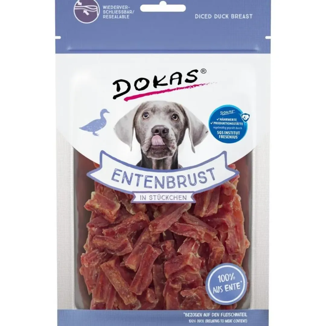 Dokas Premium Hunde og Kattesnacks Dokas Tern af andebryst 70 g - lækre træningsgodbidder til hunde