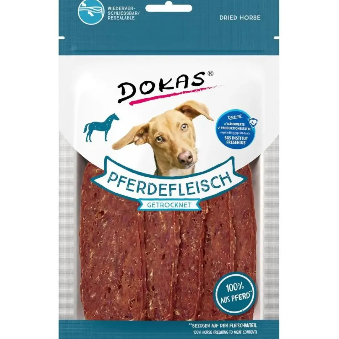 Dokas Premium Hunde og Kattesnacks Dokas Tørrede Hesteskiver 60 g - naturlige hundesnacks