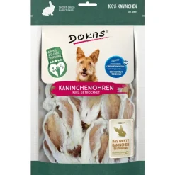Dokas Premium Hunde og Kattesnacks Dokas Tørrede kaninører 100 g - naturlige tyggeben til hunde