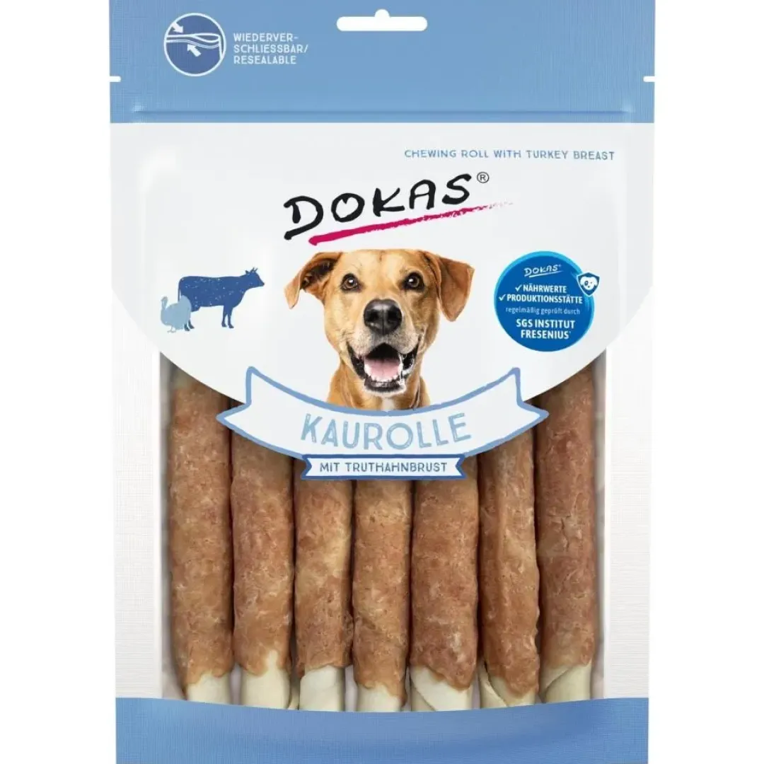 Dokas Premium Hunde og Kattesnacks Dokas Tyggerulle med kalkunbryst 190 g - naturlig tyggeglæde