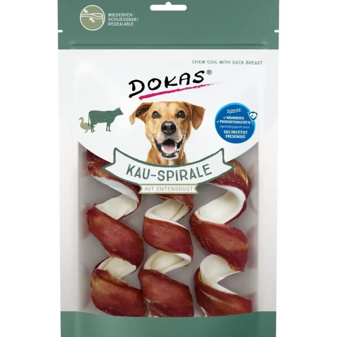 Dokas Premium Hunde og Kattesnacks Dokas Tyggespiral med andebryst 3 stk 110 g - naturlige tyggeben