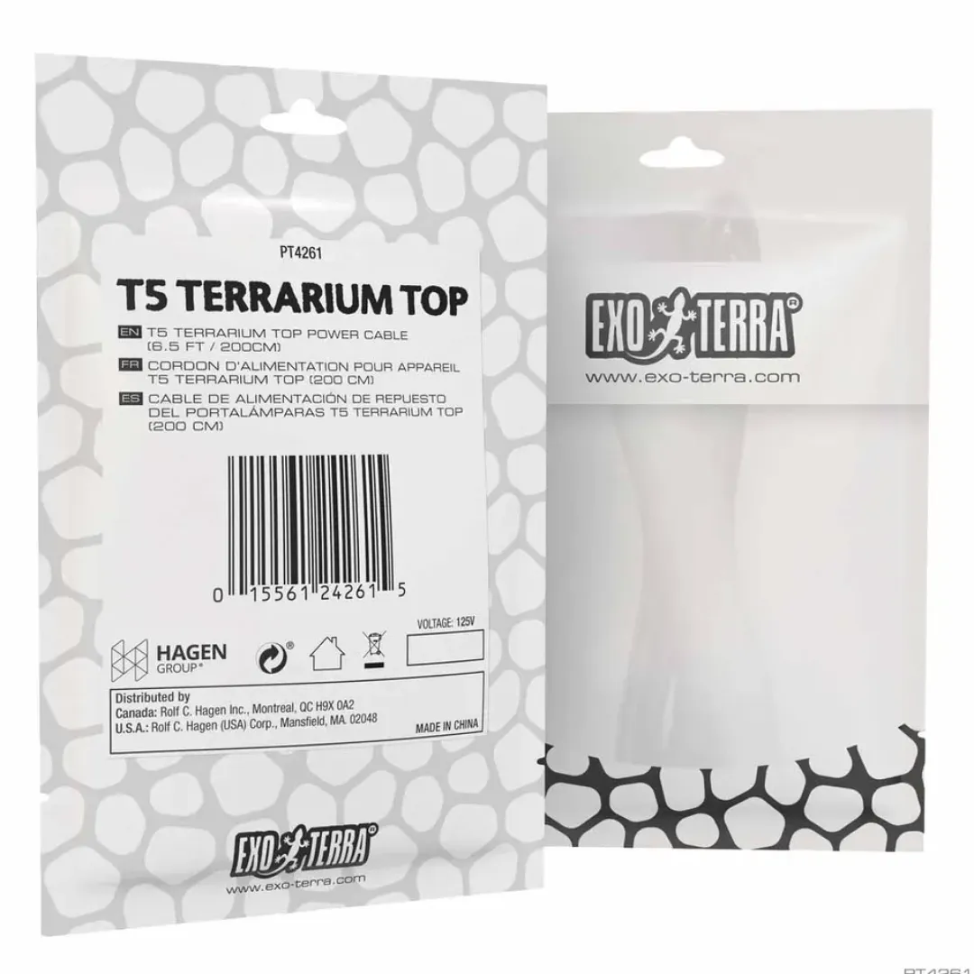 ExoTerra T5 Terrarium Top - Power Cable 200 cm