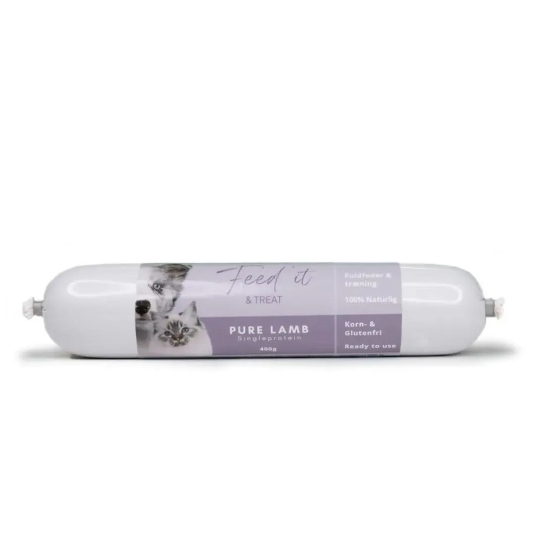 Feed it - Lækre snackpølser Feedit & Treat Pure Lamb 400 g - naturlig lammepølse til hund og kat