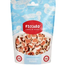 Ficcaro Katte og Hundesnack FICCARO Hundesnack And & Sej Sushi - and og sej i sushi-stykker 100 g