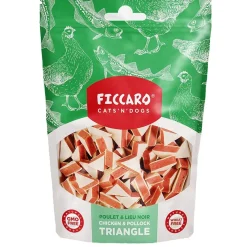 Ficcaro Katte og Hundesnack FICCARO Hundesnack Kylling & Sej Triangle - kylling og sej i trekantform 100 g