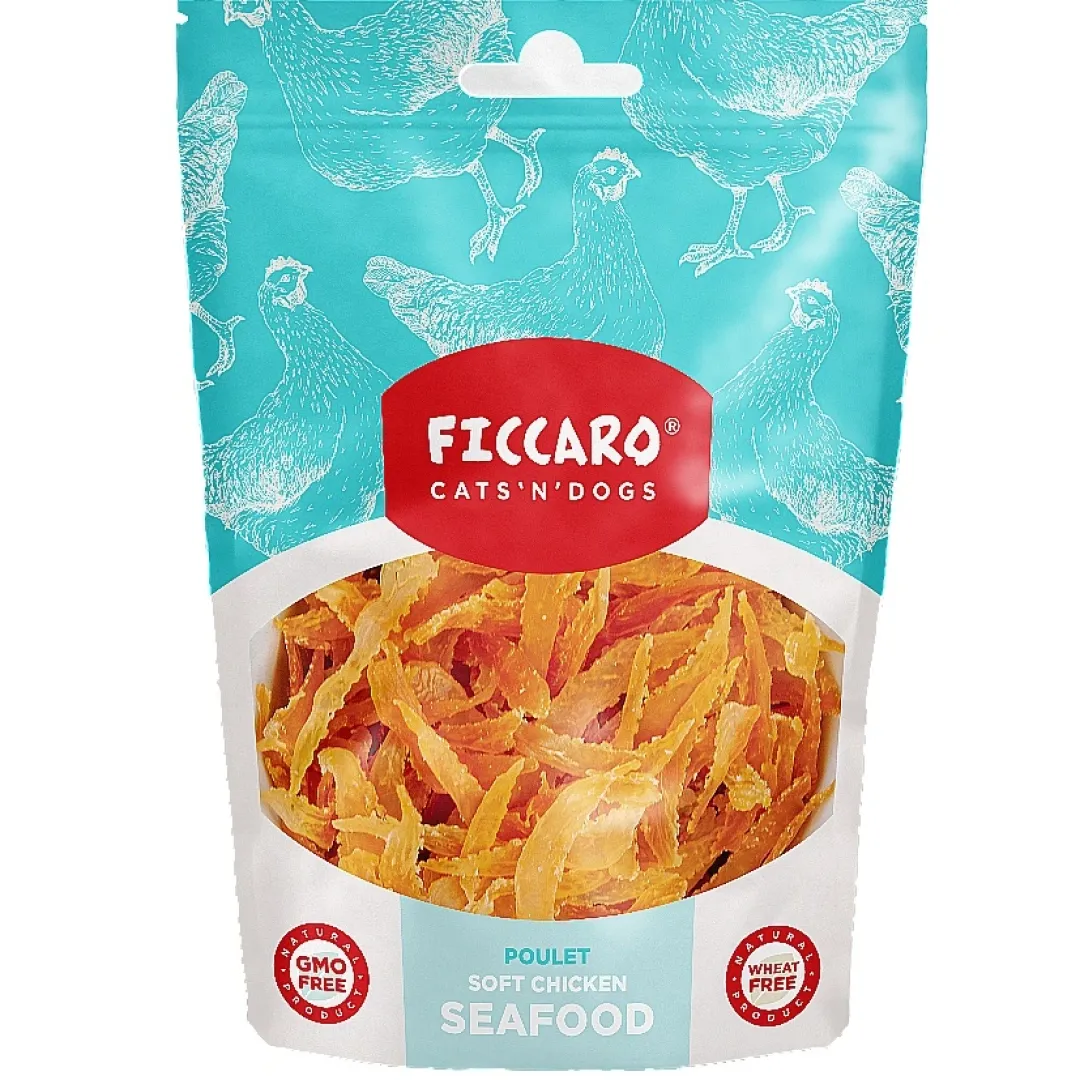 Ficcaro Katte og Hundesnack FICCARO Hundesnack Kylling Soft Seafood - bløde kyllingesnacks 100 g