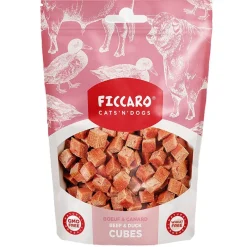 Ficcaro Katte og Hundesnack FICCARO Hundesnack Okse & And Cubes - i tern 100 g
