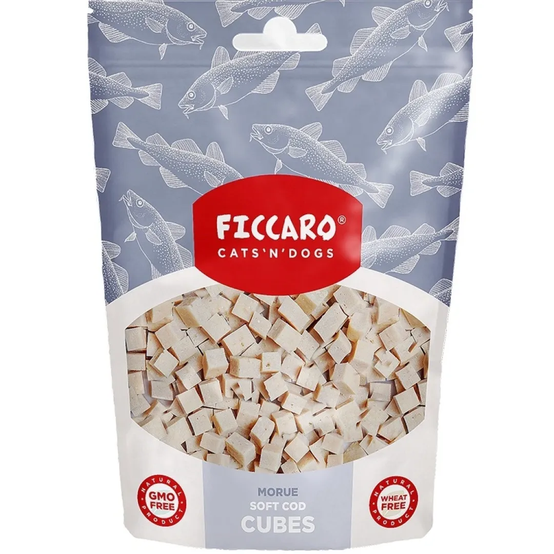 Ficcaro Katte og Hundesnack FICCARO Hundesnack Torsk Soft Cubes - bløde tern af torsk 100 g