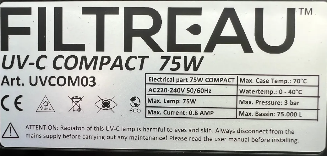 Filtreau UV-C Compact 75 watt UVC Lys