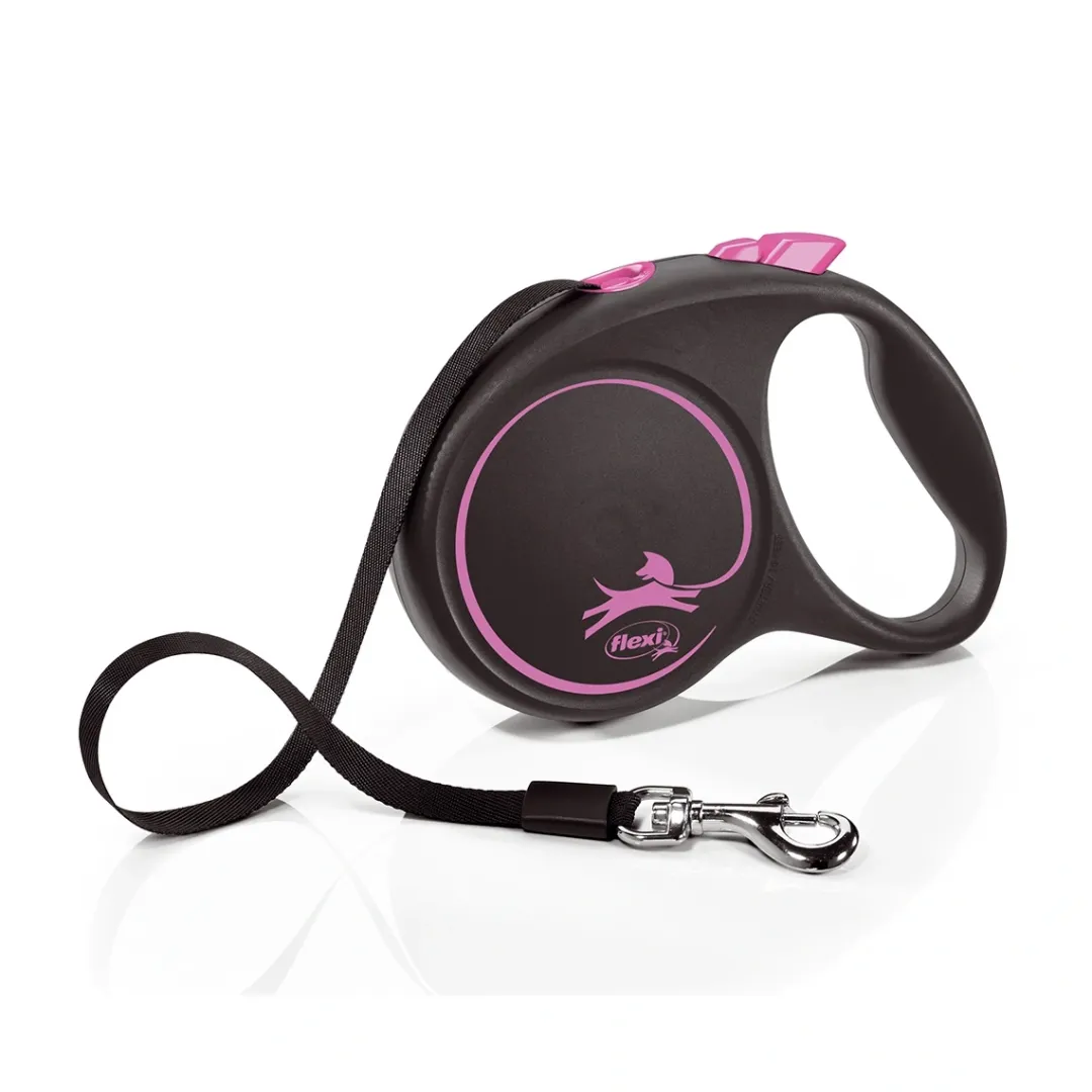 Flexi Hundesnor Flexi Black Design bånd L 5 meter 50 kg pink