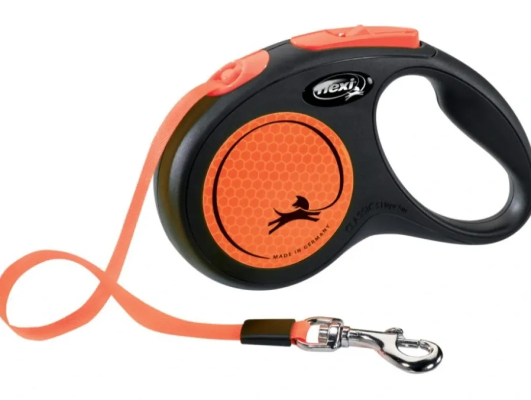 Flexi Hundesnor Flexi New Neon bånd S 5 meter 15 kg orange