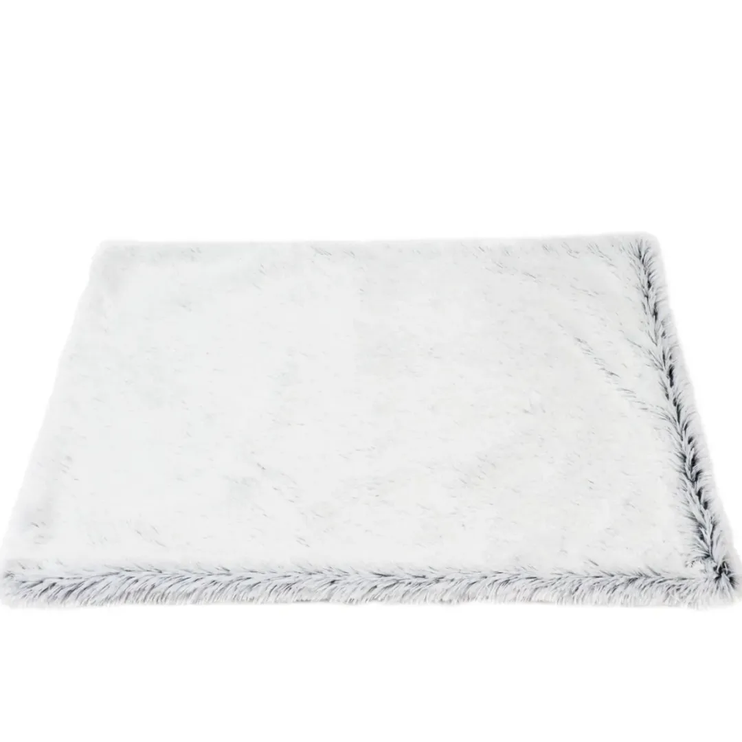 MiniZoo Fluffy hundetæppe 100x70 cm frossen hvid til hund - blødt og skridsikkert underlag