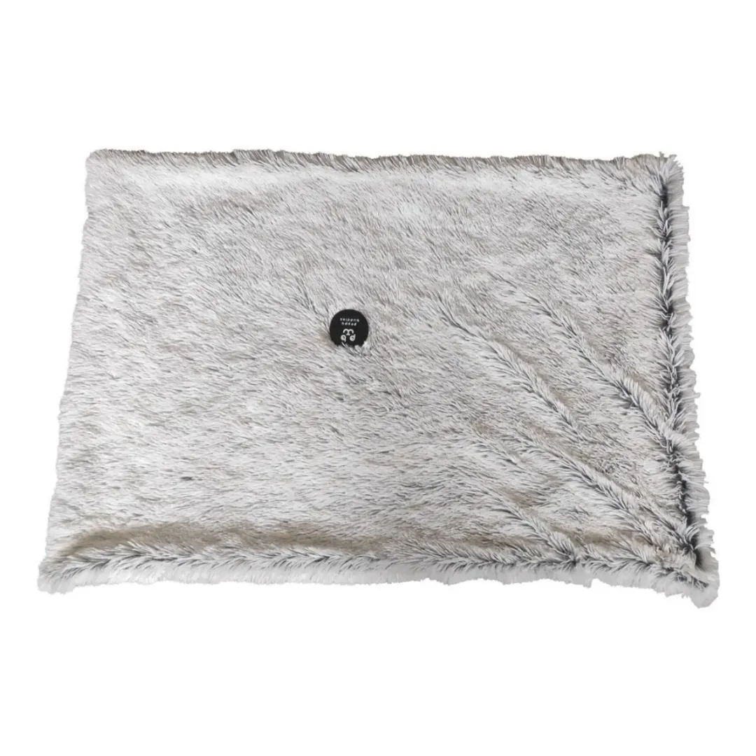 MiniZoo Fluffy hundetæppe 100x70 cm frossen hvid til hund - blødt og skridsikkert underlag