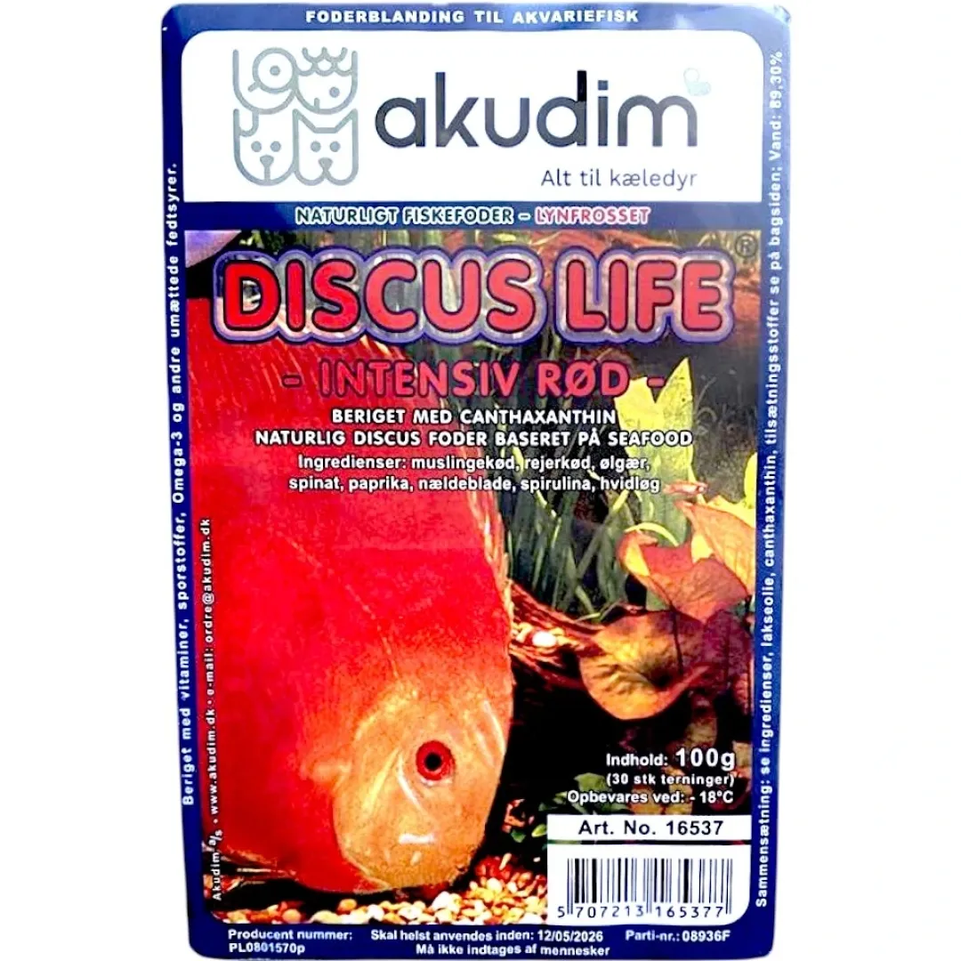 Frostfoder til Akvariefisk Frostfoder Ak Discus Life Intensiv Rød 100 g