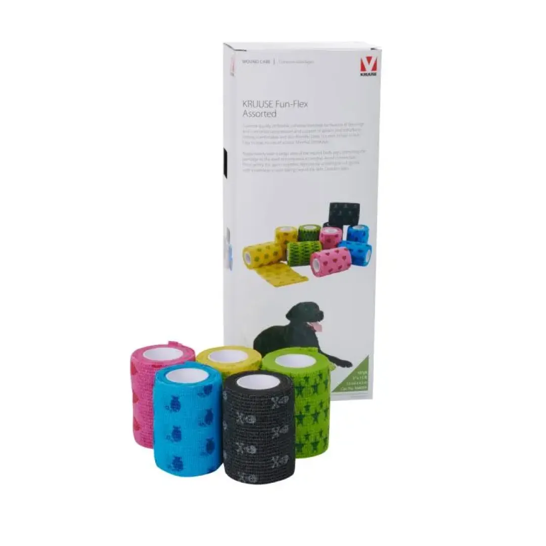 KRUUSE Fun Flex selvklæbende Pet Bandage 7,5 cm x 4,5 m