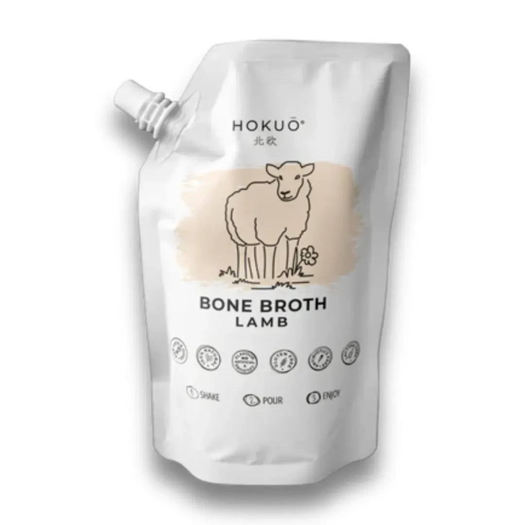 Hokuo naturlige godbidder og bouillon til hund og kat Hokuo Lamb Bone Broth 400 ml - naturlig lammebouillon til hunde og katte