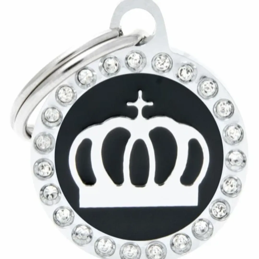 My Family Hundetegn Hundetegn My Family Glam Cirkel med Krone lille sort/sølv