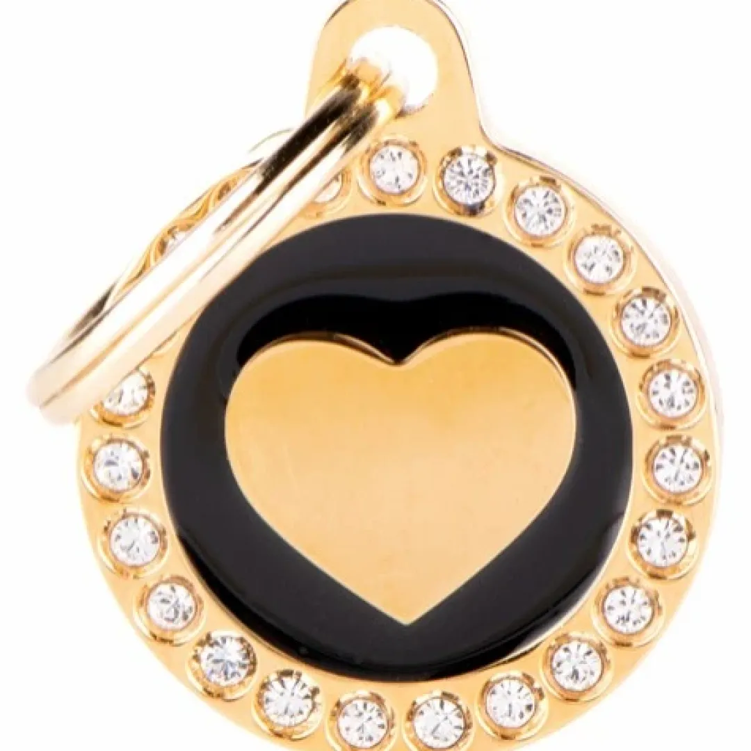 My Family Hundetegn Hundetegn My family Glam Cirkel med Hjerte lille sort/guld