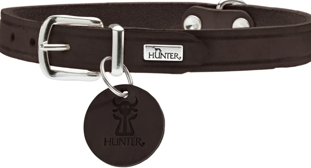 Hunter Aalborg Sport Mørkebrun 42 hundehalsbånd - 32-38 cm