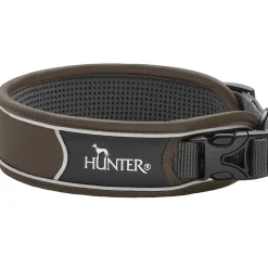 Hunter Divo Hundehalsbånd M 35-45 Brun/Grå - justerbart hundehalsbånd (35-45 cm, B 4,5 cm)