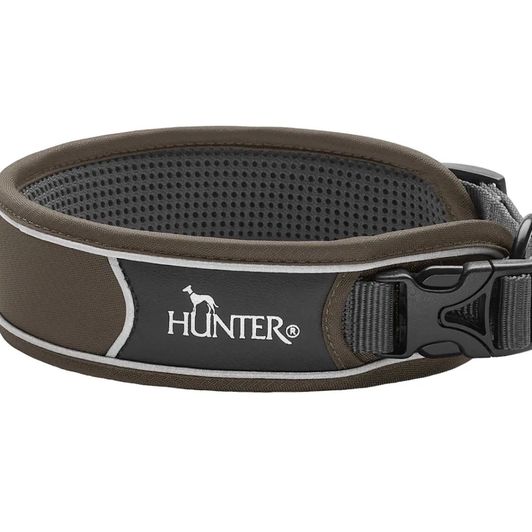 Hunter Divo Hundehalsbånd XL 55-65 Brun/Grå - justerbart hundehalsbånd (55-65 cm, B 5,5 cm