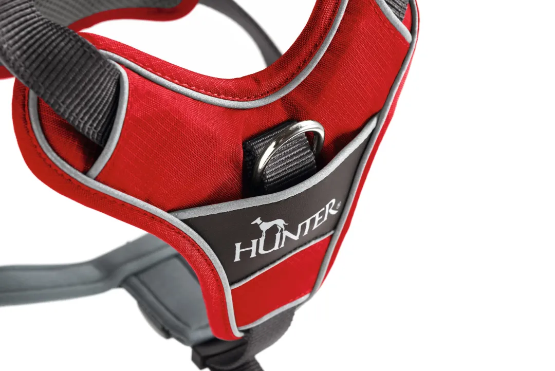 Hunter Divo hundesele S rød/grå just mave 45-56 cm - Smidig pasform og stabil kontrol