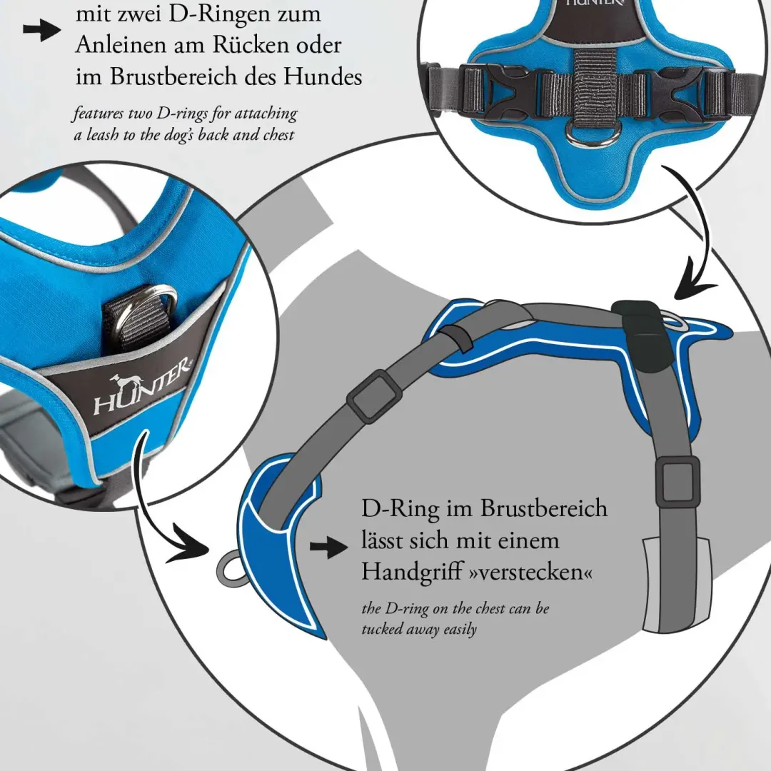 Hunter Divo hundesele XS grøn/grå just mave 34-47 cm - Let komfort og tryg pasform