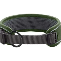 Hunter Halsbånd Divo M Grøn/Grå - justerbart hundehalsbånd (35-45 cm, B 4,5 cm)