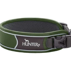Hunter Halsbånd Divo M Grøn/Grå - justerbart hundehalsbånd (35-45 cm, B 4,5 cm)